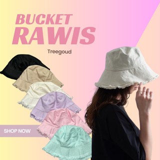 TREEGOUD TOPI RUMBAI WANITA TOPI BUCKET RUMBAI BUCKET HAT RIPPED