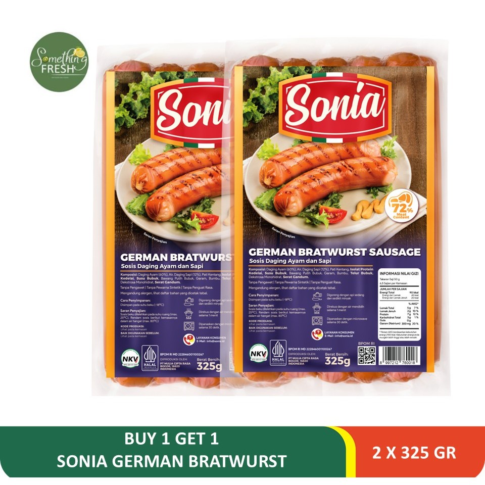 

BUY 1 GET 1 FREE SONIA GERMAN BRATWURST 325GR