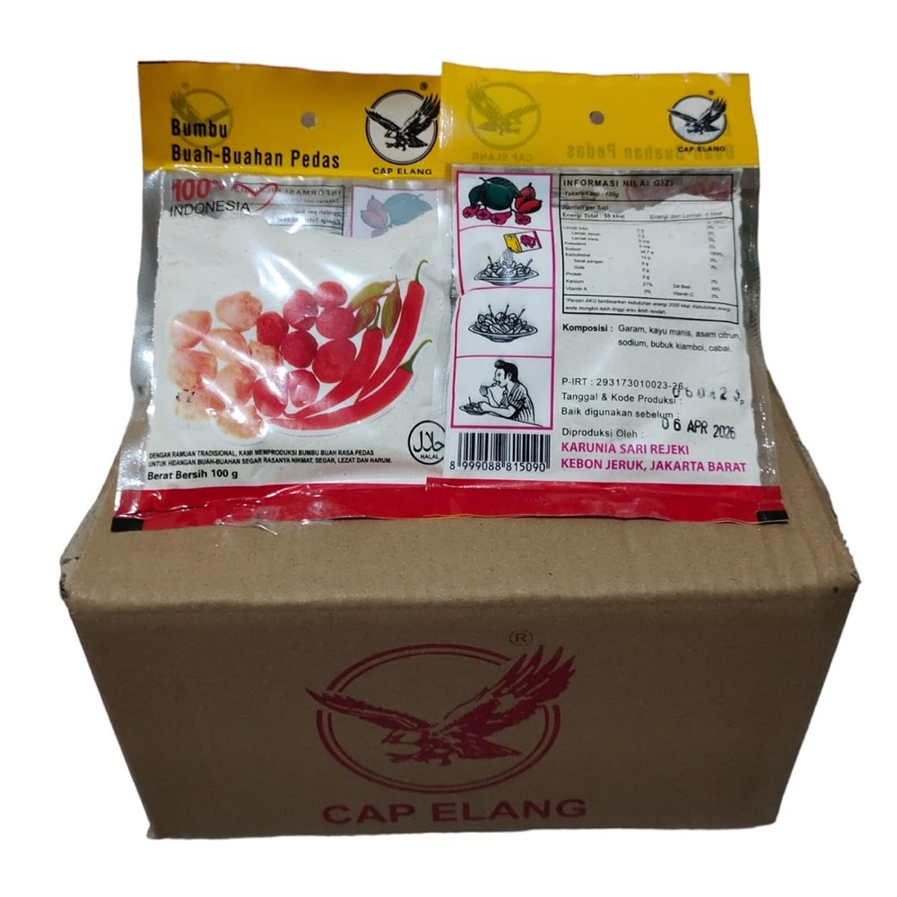 

Bumbu buah sachet pedas 100grx40 Per dus