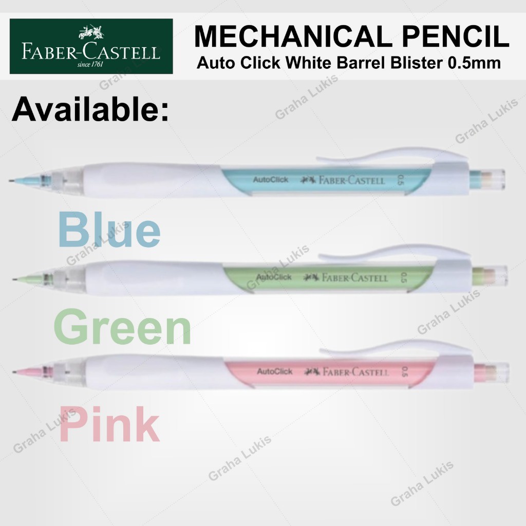 

FABER CASTELL AUTO CLICK Mechanical Pencil White Barrel Blister 0.5mm + Refill