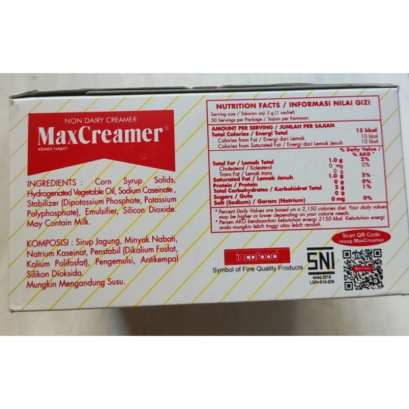 

MaxCreamer Krimer Nabati (1box isi 50 Sachet)