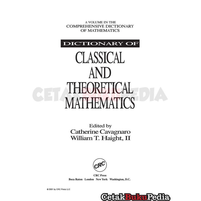 Book Crc Press Dictionary Of Classical Theoretical Mathematics