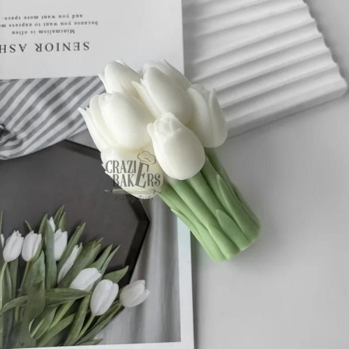TERLARIS Cetakan Silikon Candle Tulip Flower Hand Bouquet Bunga Tulip 3D Mold