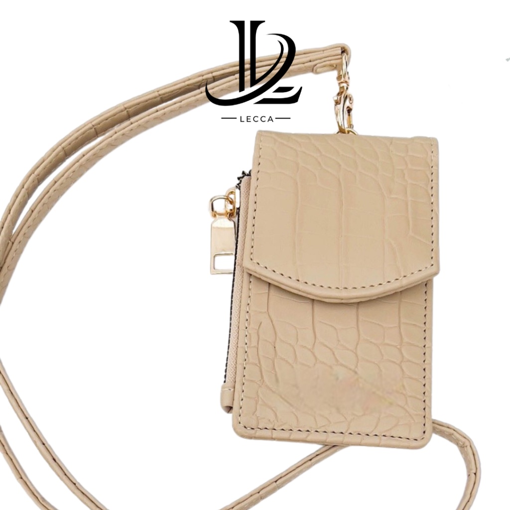 

LECCA VANILA LANYARD ID CARD HOLDER NAME TAG KULIT DUA SISI BOLAK BALIK