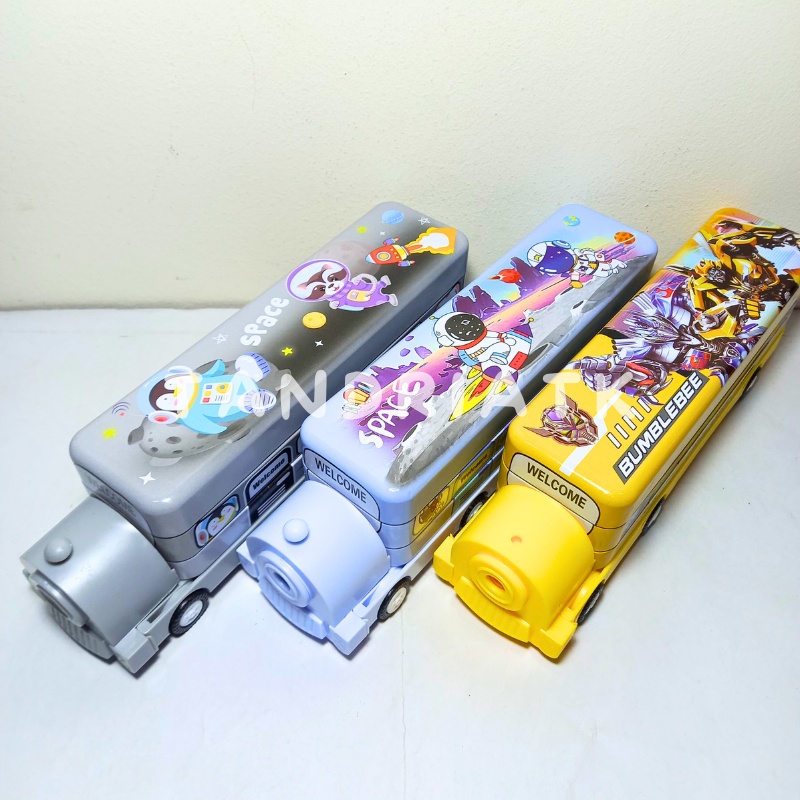 

[FREE BUBBLE+DUS] Tempat Pensil Kaleng 2 Susun Serutan Bentuk Kereta Train LPY 55-101 Superhero