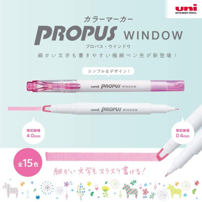

Uni Propus Windows Double Sided Highlighter 4.0/0.4 mm Set of 5 Colors