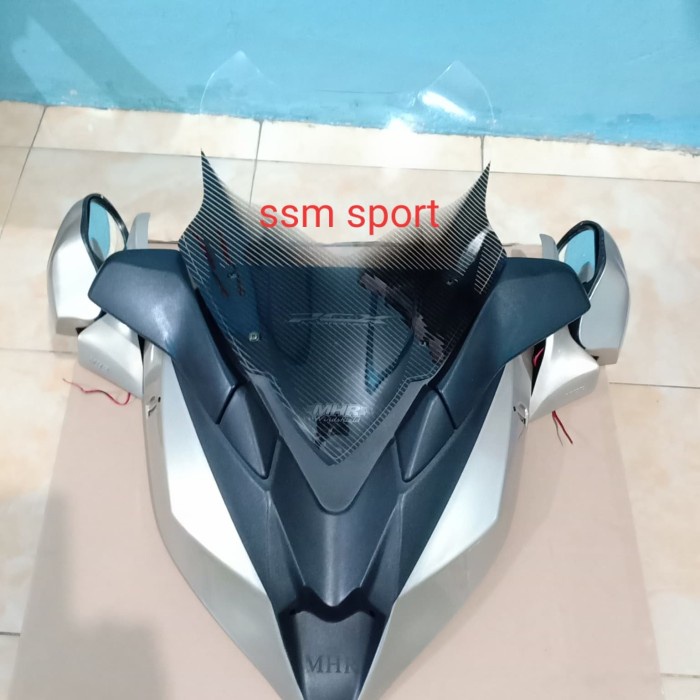 tameng windshield depan PCX new mhr plus spion lampu lipat led