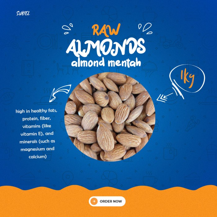 

Raw Almond Nuts/ Kacang Almond Mentah 1 kg BLUE DIAMOND