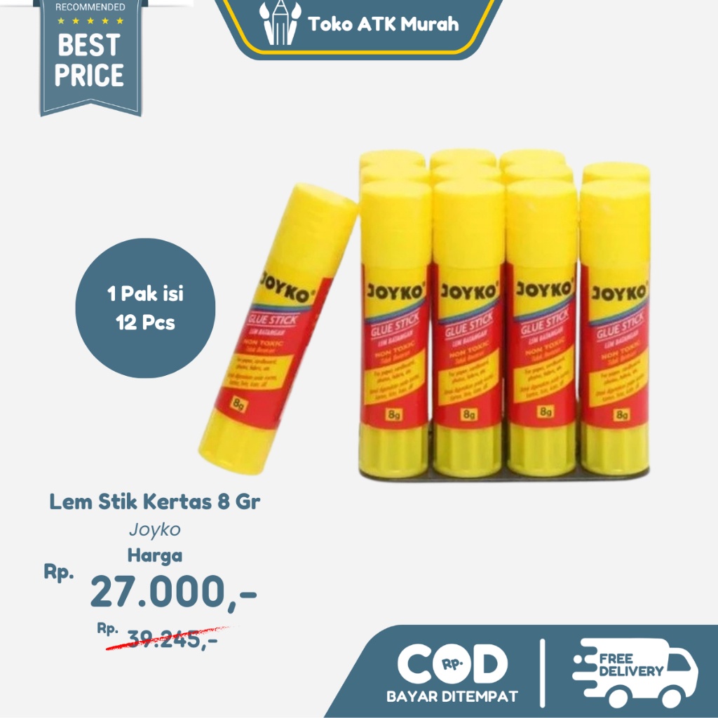 

1 Pak ( Isi 12 Pcs ) Lem Stik 8gr Joyko - Glue Stick GS-09
