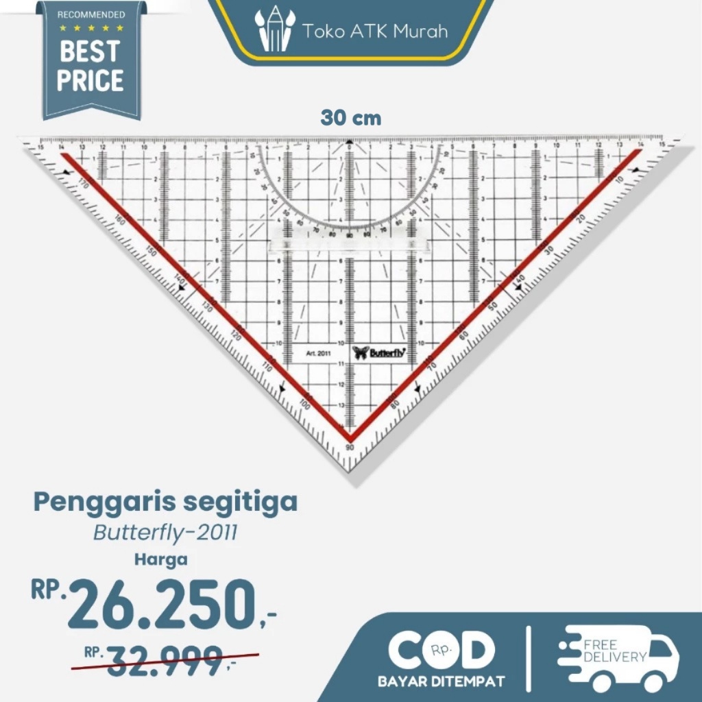 

Penggaris Segitiga Pegangan Butterfly-2011 / Segitiga Dewa Termurah / Terlaris