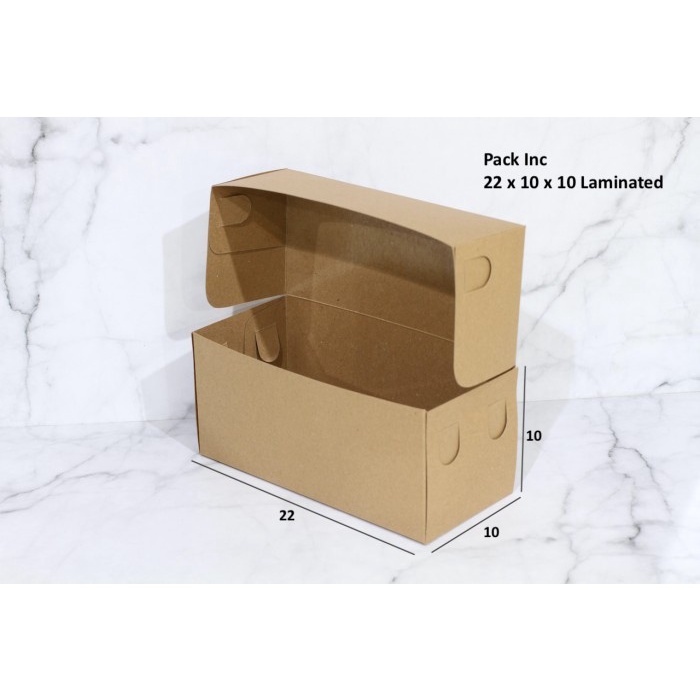 (Good) Box Kraft Craft Dus Coklat Kue Roti 22x10x10 cm Laminasi 325 Eceran