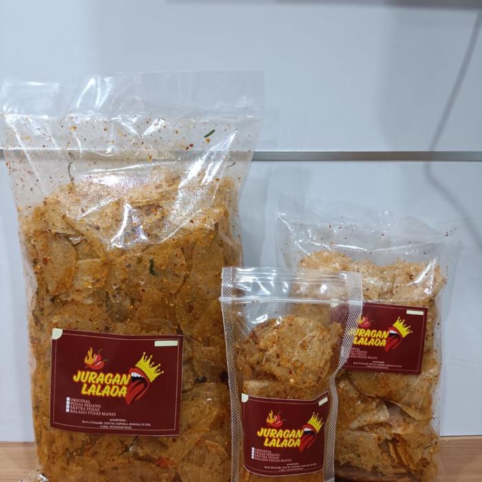 

KERIPIK KACA 250G JURAGAN LALADA Camilan Cemilan Kripca Kripik Singkong Chips Snacks Pedas Food