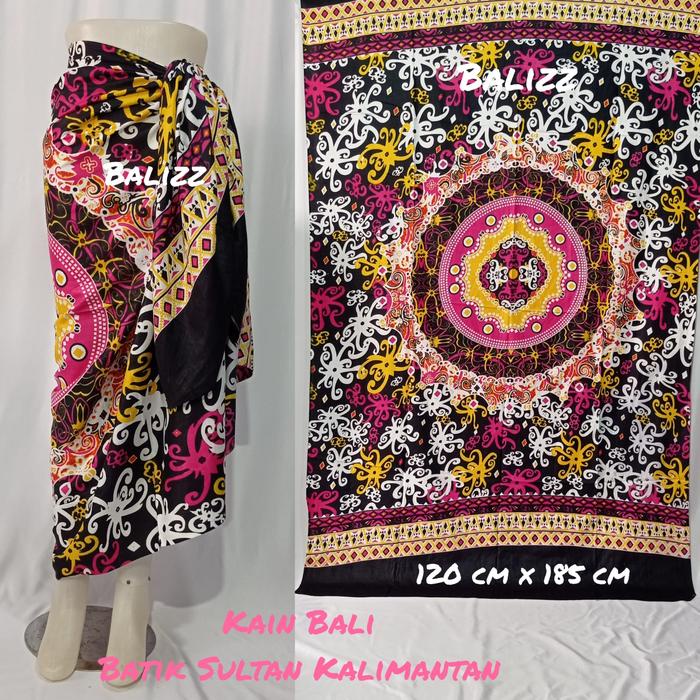 Terlaris Kain Bali Pantai - Kain Bali Motif New Balizz Dasar Hitam - Sarung Bali - Kain Katun Jepang