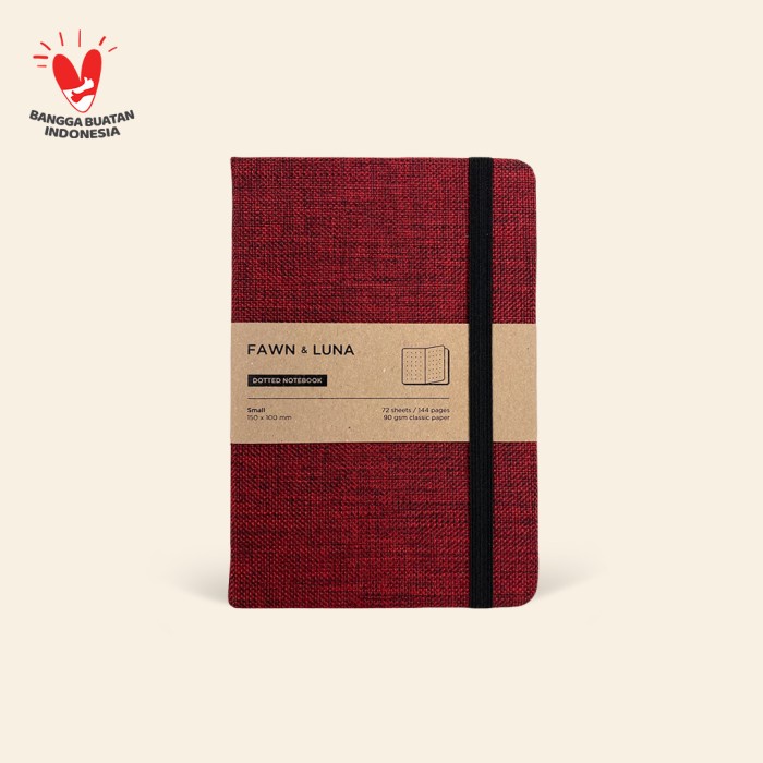 

HJK Notebook A6 Small - Ruby Red Fabric - Plain / Dotted Paper