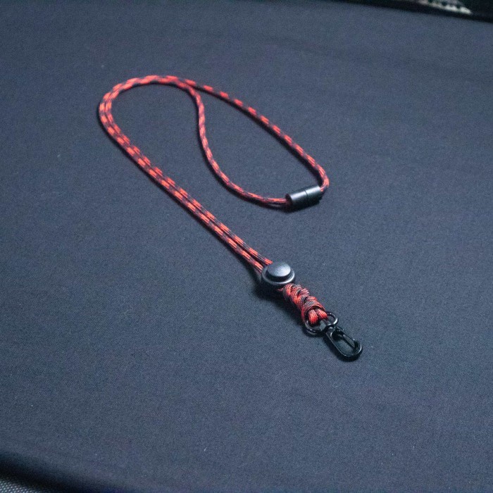 

HJK Lanyard Name Tag Id Card Tali Paracord Pengait Holder Kulit Gantungan Hp Gadget Besi Premium
