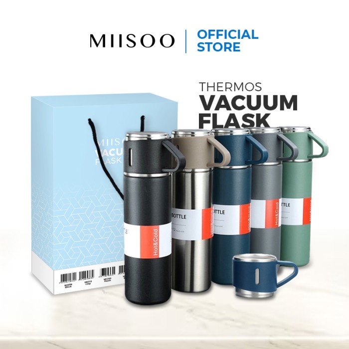 JAYAmart- MIISOO Thermos vaccum flask Gelas Cangkir Life Polos Non led 500ML