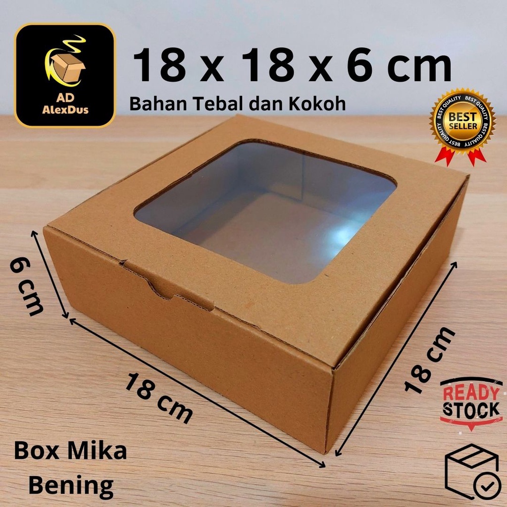 

Kardus Mika 18 x 18 x 6 cm Model Diecut | Kotak Box Dus Hampers Kue Snack Parcel