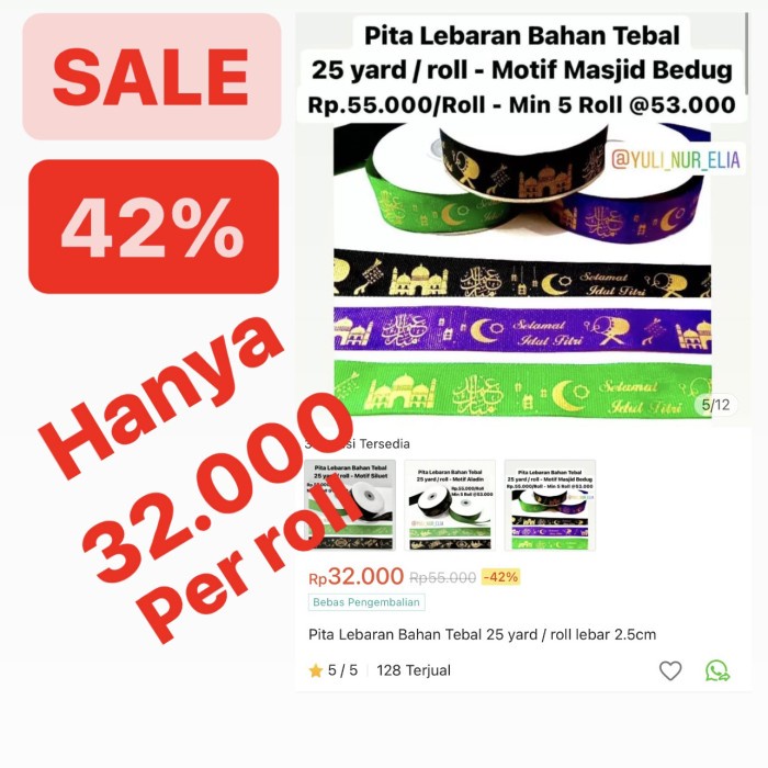 

pernakpernik- Pita Lebaran Bahan Tebal 25 yard / roll