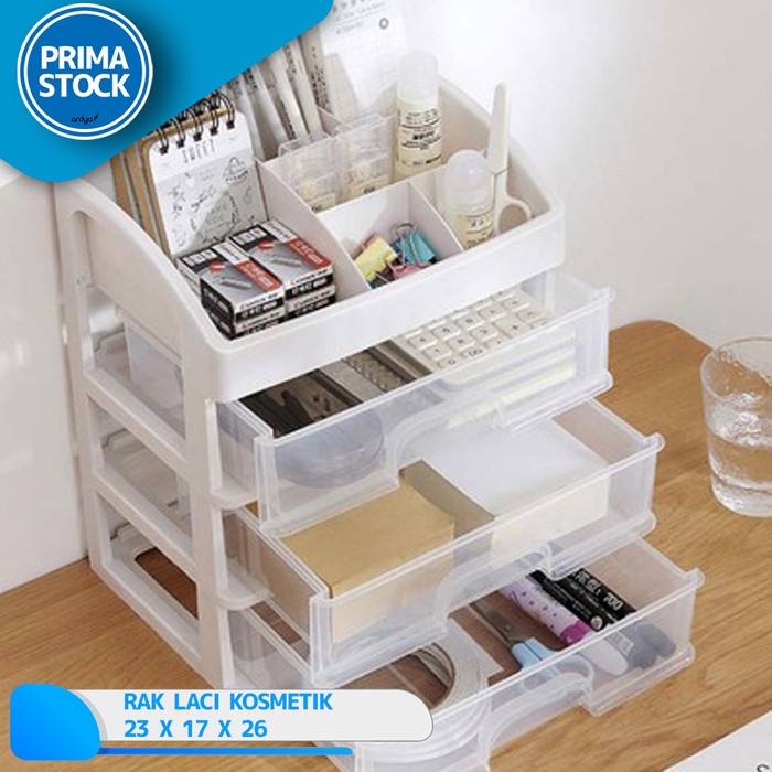 CANTIXQT- RAK KOSMETIK TEMPAT MAKE UP LACI 3 SUSUN DRAWER PLASTIK ORGANIZER ATK