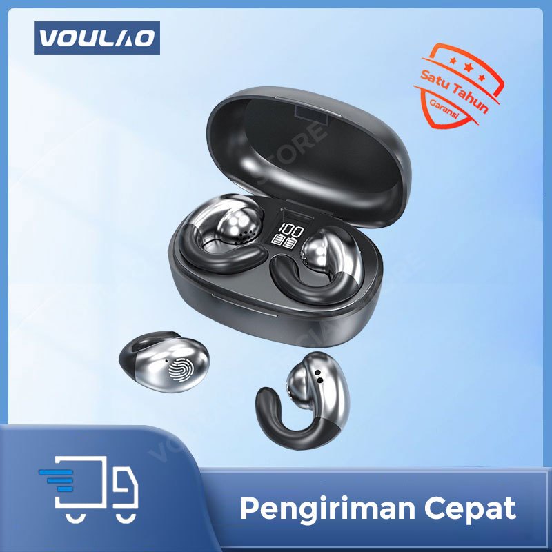 S29 TWS Tulang Konduksi Bluetooth 5.2 Earphone Nirkabel Headphone Telinga-Klip Anting-Anting dengan
