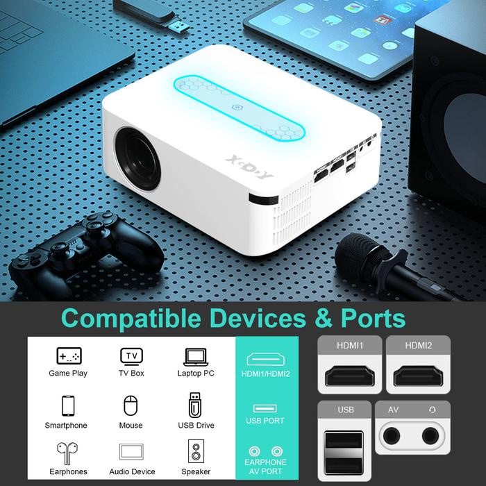Project - XGODY X1 Smart Proyektor LCD -Android 9 - FHD 1080P -Dolby Atmos -2GB+16GB -Auto Keystone