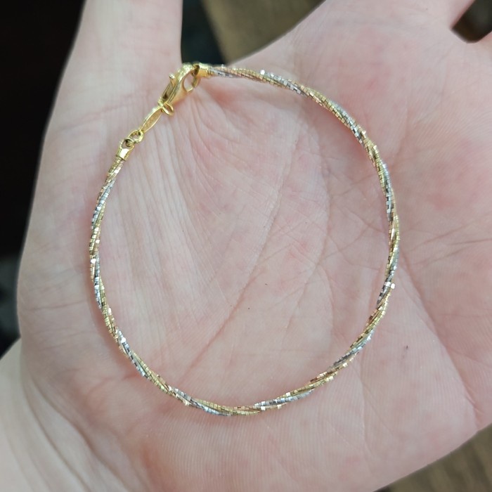 Gelang bulat kawat ubs gold putih rosegold emas asli 22 700 70% 17 cm