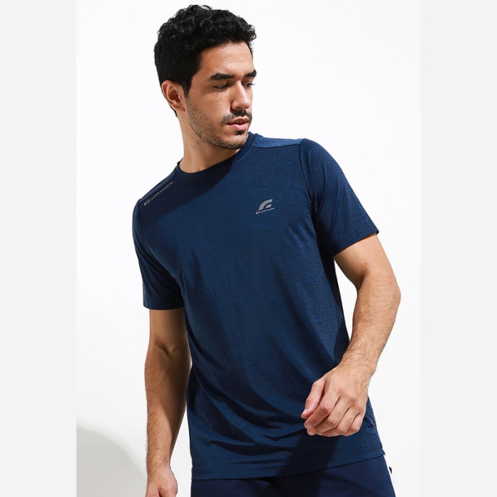 Giordano G-Motion Basic Tee Pria Melange Navy Terlaris