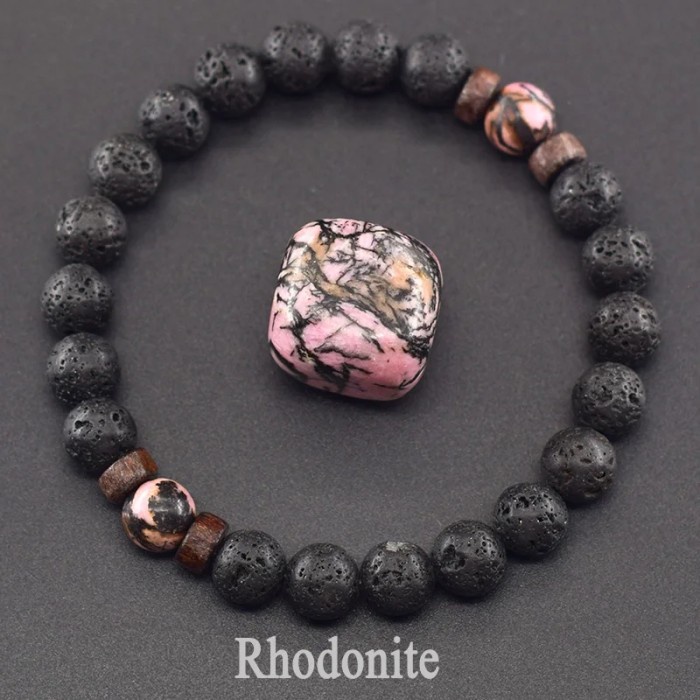 Gelang Rhodonite Lava Stone Natural