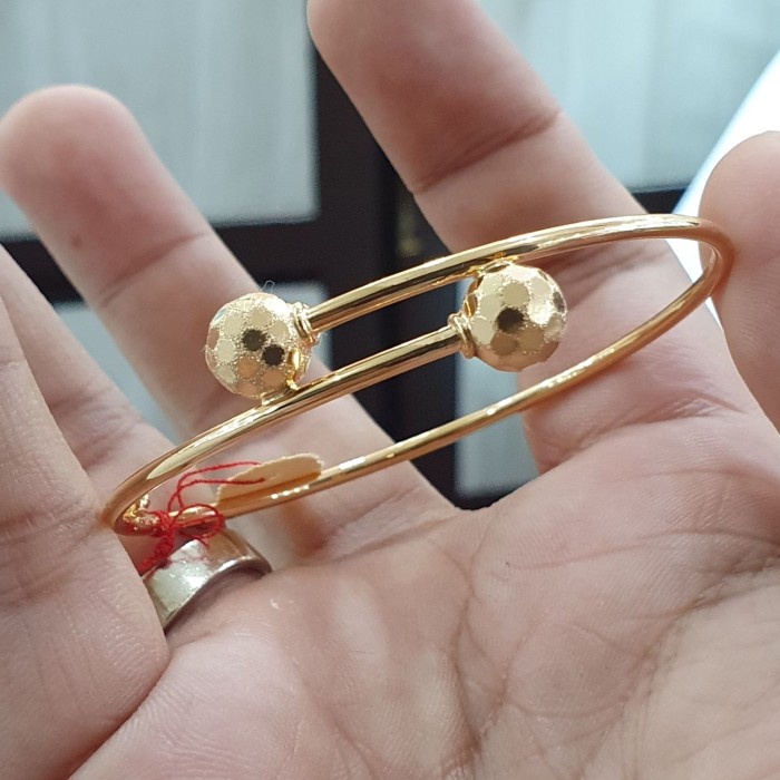 gelang bangle emas spiral silang bola polos ukir
