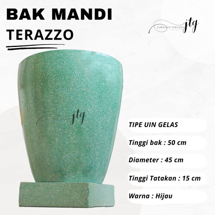 Ready Stok" Bak Mandi Teraso Unik Minimalis Bak Mandi Marmer Tipe Uin Gelas Hijau
