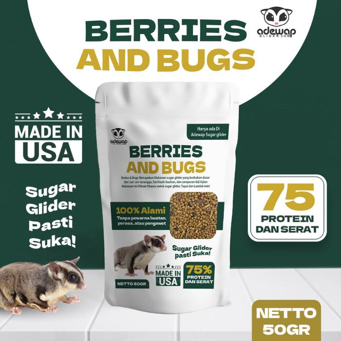 

Berries & Bugs : Makanan Pellet + Serangga Buah Kering Sugar Glider
