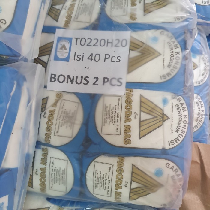 

(Best) Garam Beryodium Cap Pagoda Mas 200gr - 1 Bal isi 42 Pcs - Garem Meja