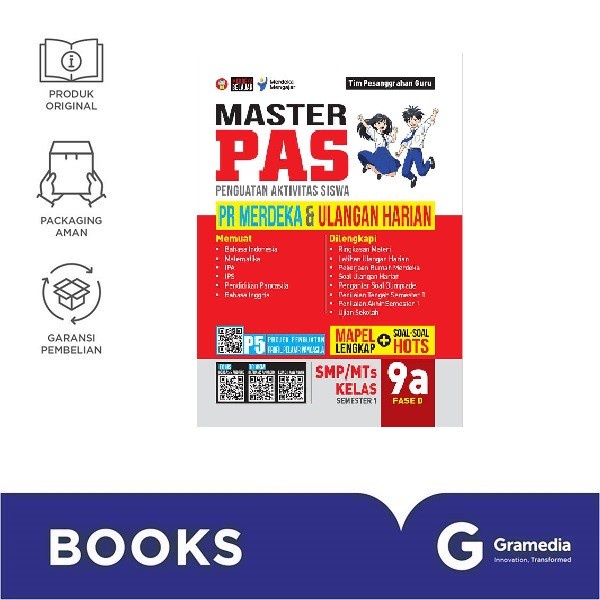 

terbaru !!! gramedia buku smp/mts kls.9a fase d master pas : kur.merdeka ready