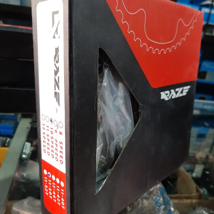 CASSETE SPROCKET/CS/GIR BELAKANG SEPEDA RAZE 10 SPEED 11-50T SILVER TERMURAH