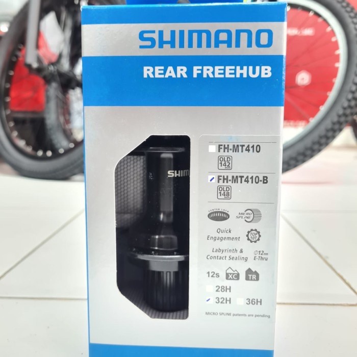 REAR HUB FREEHUB HUB BELAKANG SHIMANO DEORE MT410 32H CENTER LOCK TA 12 X 148MM THRU AXLE ORIGINAL