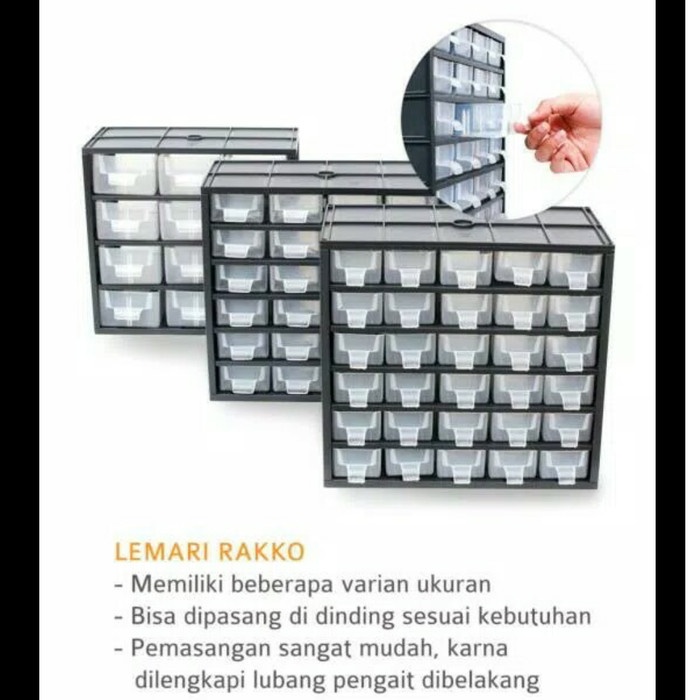 Lemari Rak Komponen Rakko Rak Plastik Rako Laci Kecil / Sedang / Besar