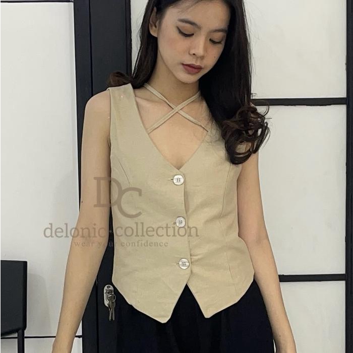 BEST SELLER Hadley TankTop Vest Blouse V-Neck Cotton Rami - Atasan Baju Rompi Tank Top Katun Rami