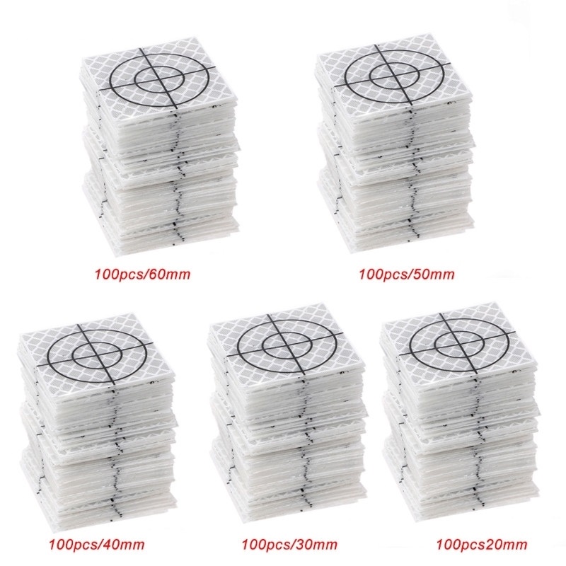 100pcs 0/30/40/50/60mmtotal Station Reflector Reflector Sheet For Total Station Survey Target Sheet 
