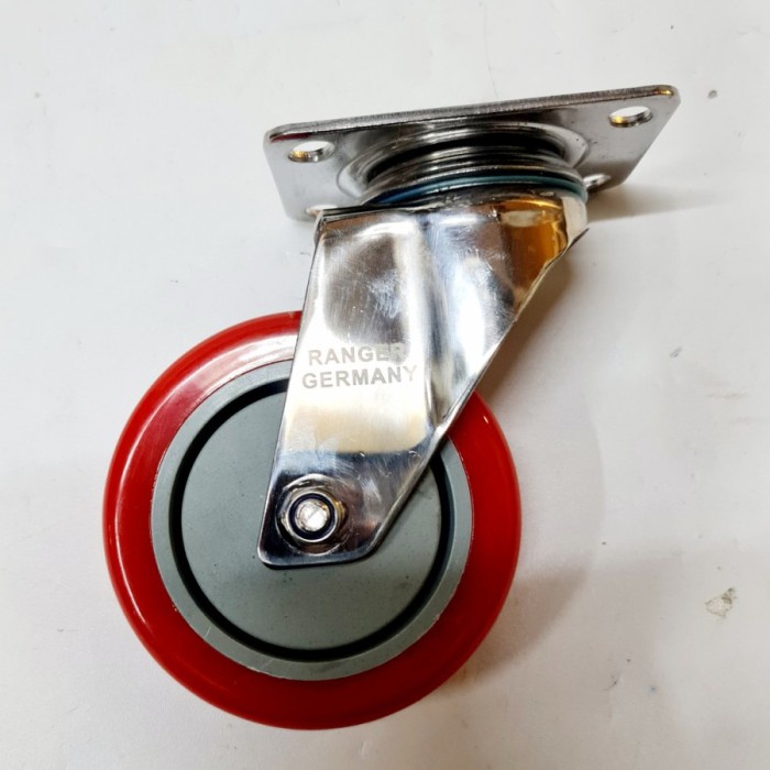 

Roda Troli Trolly Pu Merah 4 Inch Hidup Swivel Stainless Ranger German