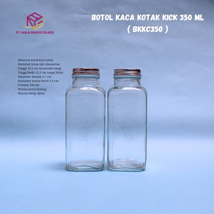 (GoodSeller) BKKC350 botol kaca kotak french square 350ml / botol jus / botol kopi