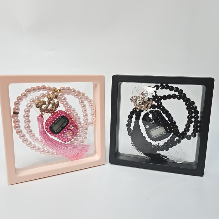Tasbih digital manik batu & tasbih mutiara set box