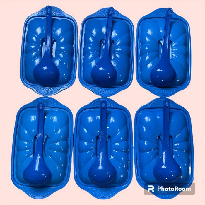 Prasmanan / Wadah Sayur / Basi Kotak Set 12 Pcs (6 Kotak Basi + 6 Centong ) Biru Hijau Pink Ungu