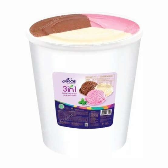 

Es Krim Aice 8 Liter Rasa Neapolitan / Ice Cream aice Neopolitan 8 ltr