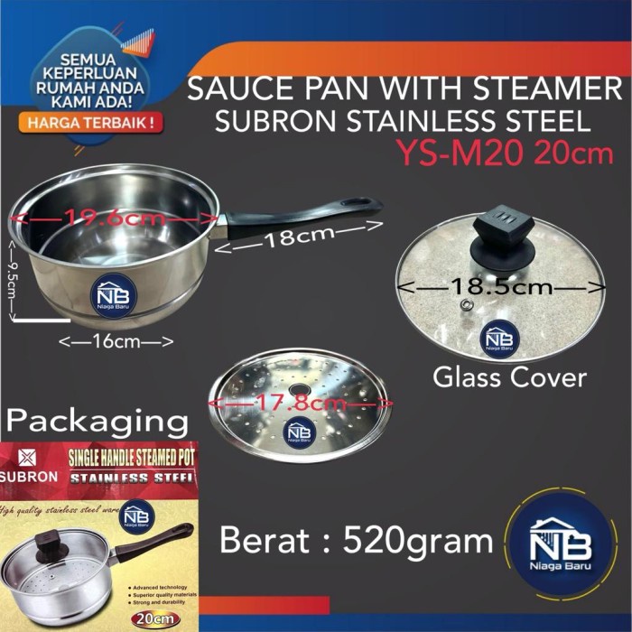 Panci Susu Subron 20 CM With Steamer