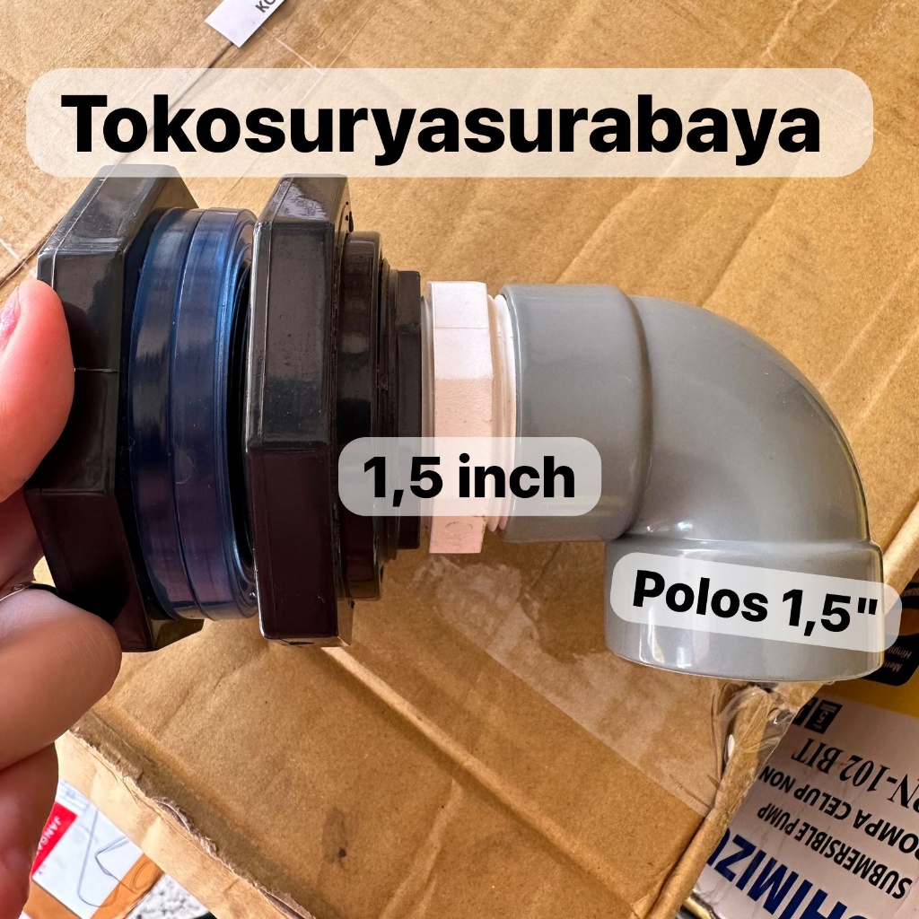 Mur Toren 11/2" 1.5 inch pembuangan air / sirkulasi kolam terpal 11/2" tiga per empat inch outlet