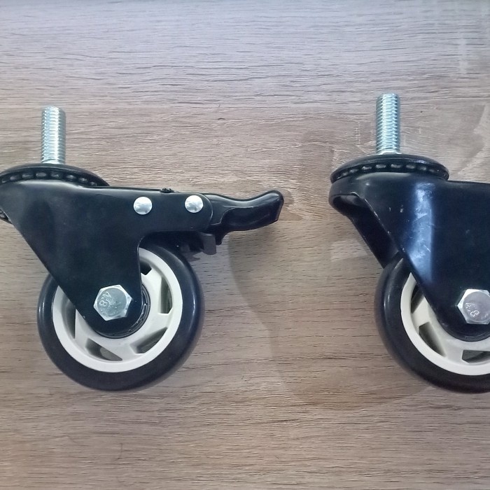 Roda castor baut hitam rem 3",etalase, troli , kaster, rak