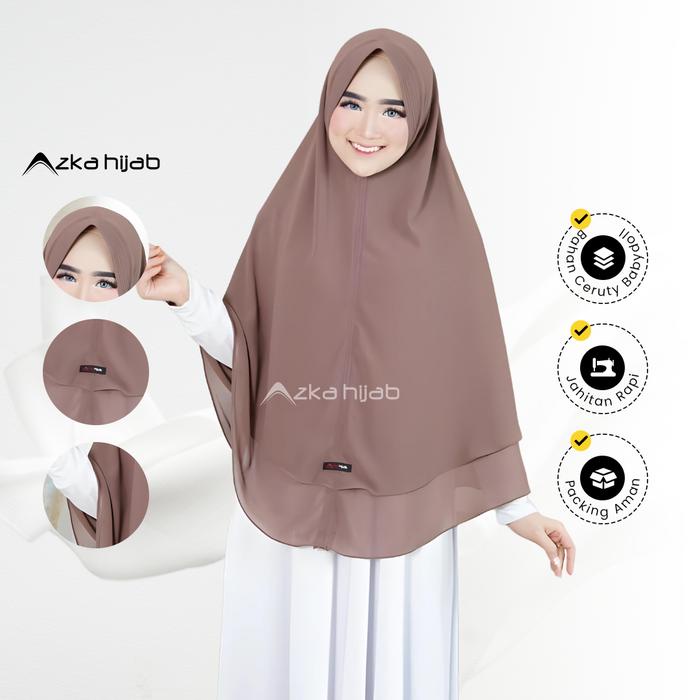 Jilbab Hijab Khimar Syari Ceruty Babydoll 2 Layer Polos Jumbo Ceruti Panjang Muslim Kerudung Instan