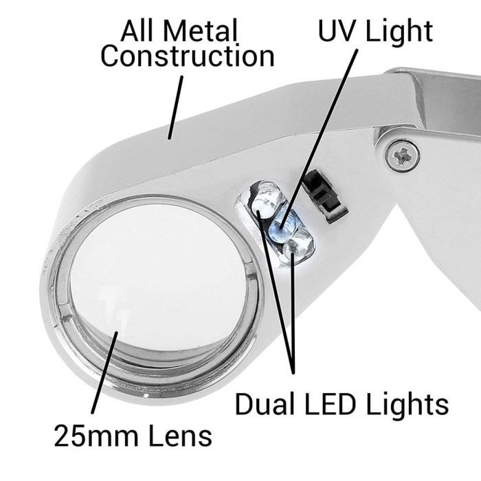 

[tmr] - Kaca Pembesar Geologi LED UV 40x AB76 / Perhiasan Batuan / Lup Lensa