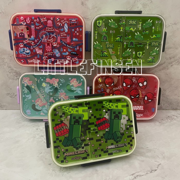 Lunch Box Smiggle Sekat 3 Minecraft Spiderman/Kotak Makan Anak Minecraft Spiderman/Set Kotak Makan