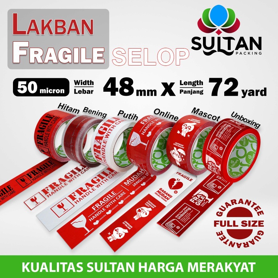 

Lakban FRAGILE 48mm PREMIUM Plakban Isolasi TERMURAH / SELOP